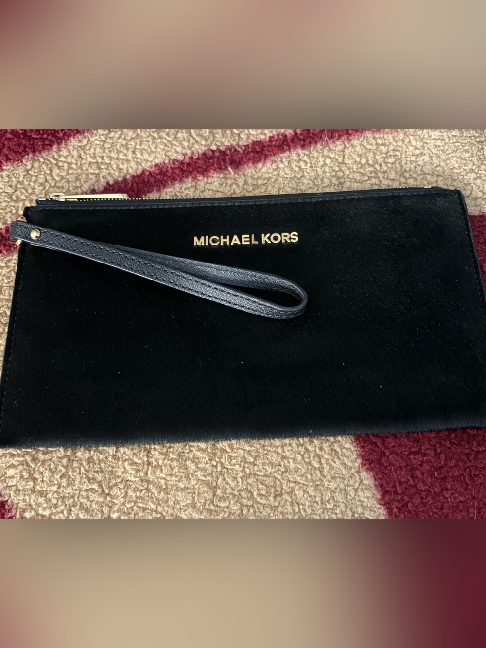 Michael Kors Black Wristlet with Gold Logo
